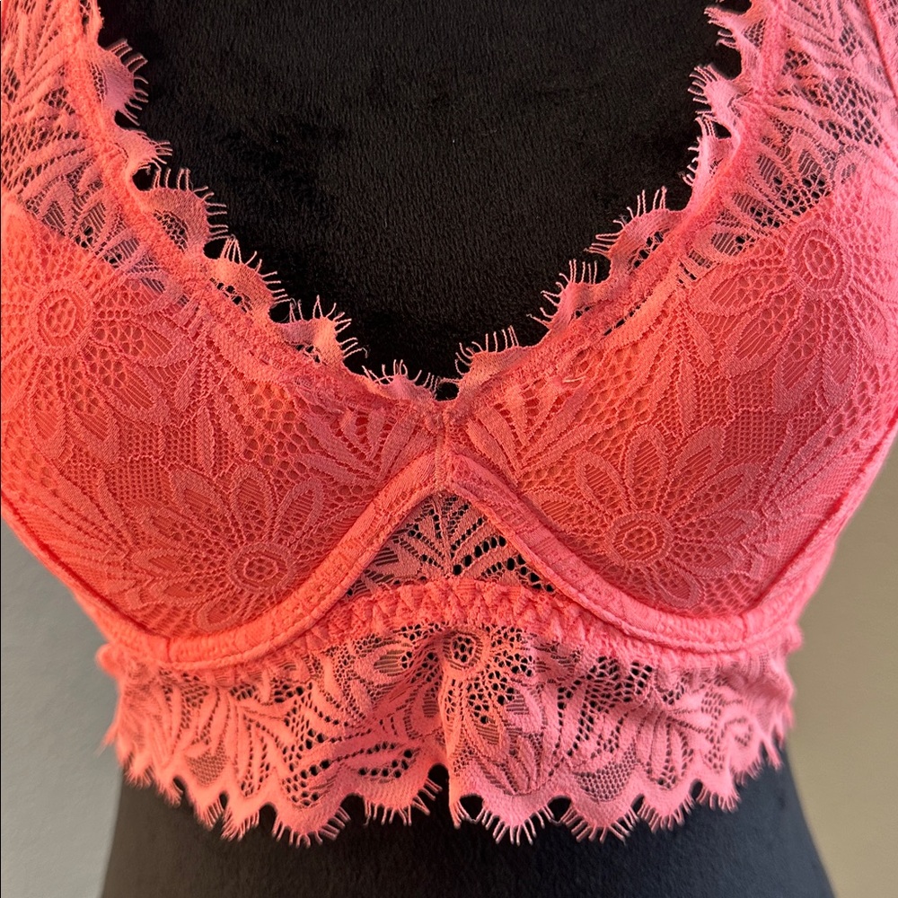 Victoria Secret Lace Padded Bralette in Coral - Picture 3 of 6